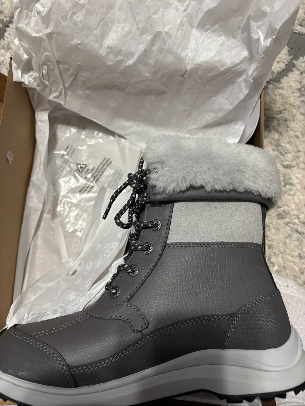 UGG Men's Gray Shearling-Trim Waterproof Snow Boot